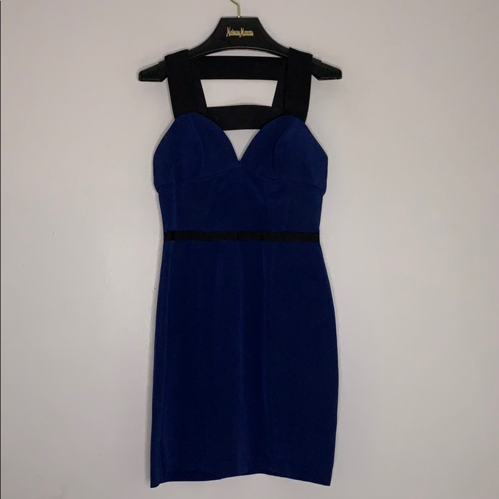 JAYGODFREY Silk Sleeveless pencil Mini Dress cut out back women’s 4 small navy